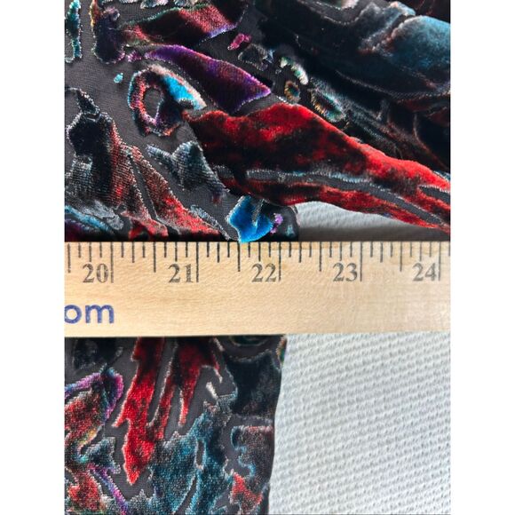 Chico’s Velvet Burnout Floral V-Neck Blouse Sheer Boho Fall Top Size 2 Large - Picture 4 of 11